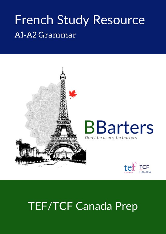 French Study Resource: A1-A2 Grammar — TEF/TCF Canada Prep study resource cover